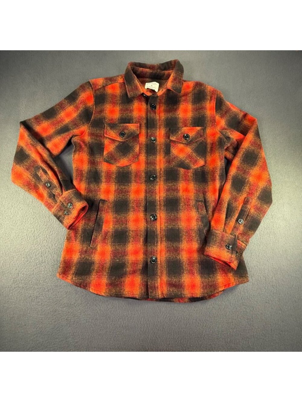 Distortion Buffalo Plaid Shacket Mens Med Red/Black poly-wool Flannel EUC